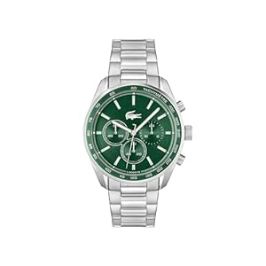 Lacoste Boston Men’s Chronograph Watch – Classic Stainless Steel – Tachymeter – Water Resistant up to 5ATM/50 Meters – Modern Design for Him – 42mm