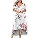 Vestidos para Mujer Manga Corta, Verano Vestido Vintage de Muselina Talla Extra Cuello en V, Sexy Maxi Vestido Largo con Lentejuelas de Flores Impresas Bohemio Playeros Fiesta Falda(J Blanco,5XL)