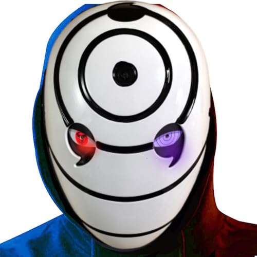Photo de Funjoyz Led Uchihaas Masque Halloween Obitoos,Masque Horreur Universel Halloween pour Adultes hommes femmes,3 Effets De LumièRe,Carnaval,Mascarade,Cosplay,A3