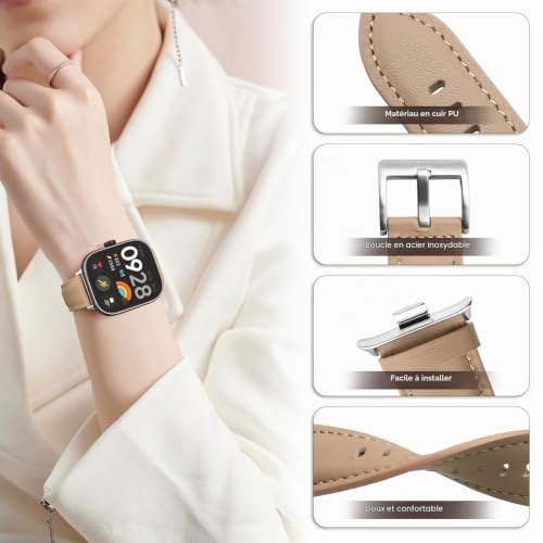 MIJOBS Bracelet Compatible avec Redmi Watch 4 Bracelets en Cuir pour Xiaomi Smart Band 8 Pro Bracelet Classique et Elégant Bracelets pour Montre Intelligente Redmi Watch 4, Xiaomi Band 8Pro – vue 4