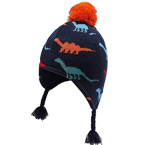 Toddler Infant Winter Hat with Earflap Cap Knit Warm Beanie Fleece Lined Hats for Baby Boys Girls 
