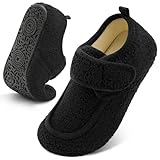 BARERUN Slippers for Women Men Adjustable Slides Lightweight Bedroom Cozy House Socks Women's Men's Fuzzy Hotel Bedroom Chinese Slippers Black 7-7.5 Women 5.5-6 Men