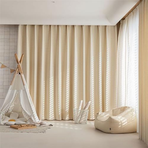 Rideau thermique jacquard beige multicolore isolant chenille grande taille