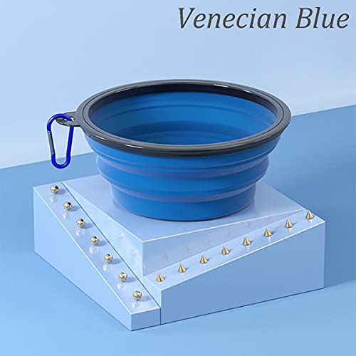 Pack of 2 Dog Bowls, Foldable Travel Bowl, Portable Leak-proof Dog Bowl with Carabiner Hook, Silicone Feeding Bowl for Cats, Dogs and Pets for Water and Food (Blue + Green, 350 ml) - Image 5