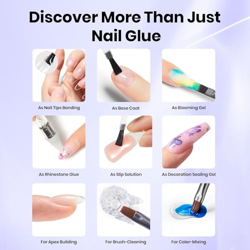 Beetles 2Pcs 20ml Nail Glue Gel, Large Size Set for Clear Press-On Nails & Nail Tips, Self-Leveling Extension Gel, Designed for Frequent Use, DIY & Salon Ready, UV/LED Cured