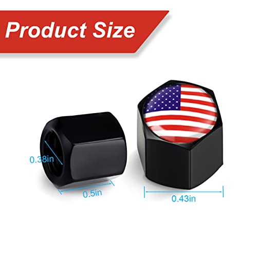 image for AUKEPO 4PCS American Flag Tire Valve Stem Caps for Car, Auto Anti-Rust