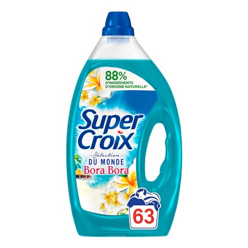 Super Croix - Sélection du Monde - Bora Bora - Lessive Liquide Parfumée - Fleur de Monoï & Lait d'Aloe - 88% d'Ingrédients d'Origine Naturelle - 63 Lavages