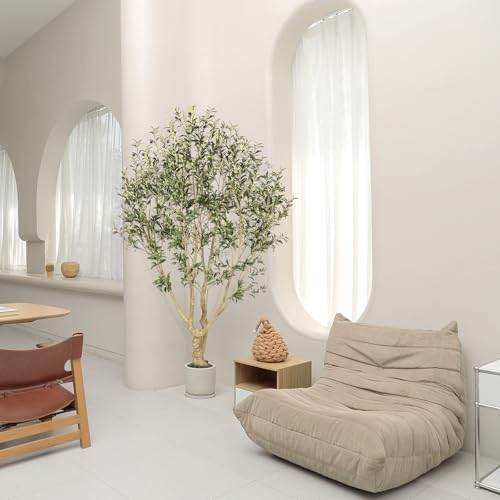 Realead Faux Olive Tree 7ft - Large Artificial Olive Tree Indoor with Realistic Leaves and Olives - Full and Grand Design Fake Olive Tree with Sturdy Base for Indoor Outdoor Office Decor