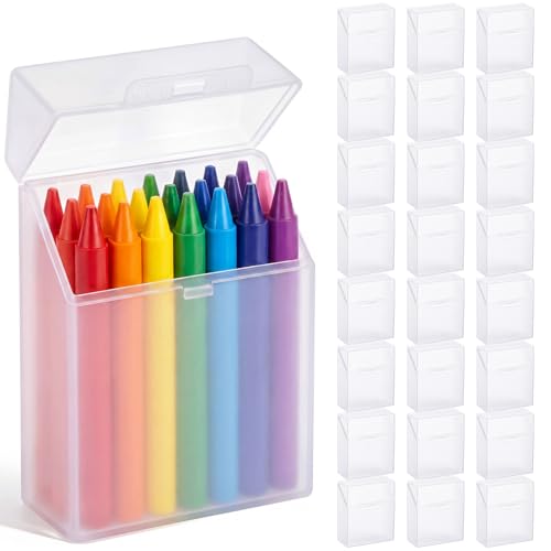 Image of Clabby 24 Pcs Clear Plastic Crayon Boxes Hold 24 Count, Clear