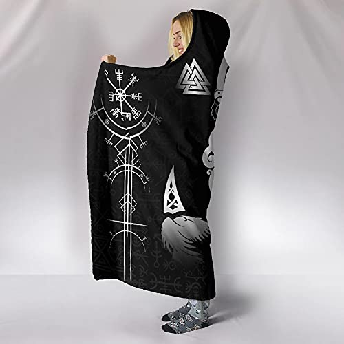 Couverture à capuche Viking Odin pull portable graphique noir 3D - 3