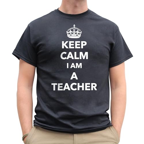 Nutees Keep Calm I Am A Teacher Profession Camiseta para Hombre (Negro), Small