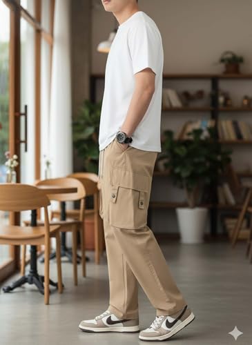 Image of Lymio Cargo for Men || Cotton Cargo Pant || Drawstring Waist Pant (Also Available in Plus Sizes) (153-156)