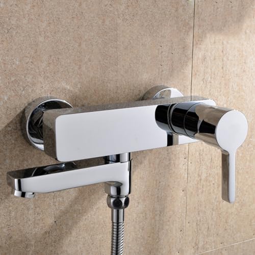 Mitigeur de douche chromé avec robinet baignoire mural orientable - 4