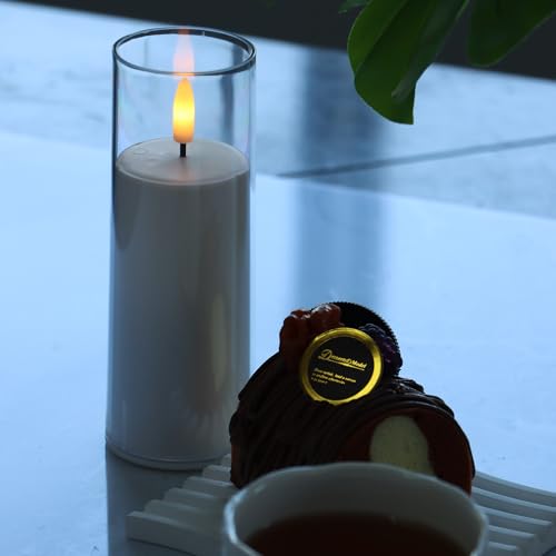 Image of CANDLE CHOICE Indoor Outdoor Flameless Candles with Timer Waterproof Realistic Flickering Battery Operated Pillar LED Lights with Acrylic Shell Wedding Party Christmas Decorations 6 Pack 2 inchx6 inch Clear