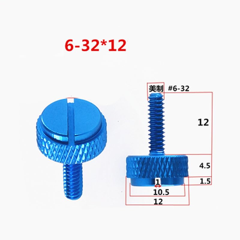 3PCS Thumb Knurled Screw Slotted Adjustment Hand Twist Bolts Multicolor Screws Aluminum Alloy 6#-32 * 12 - (Color: Silver)
