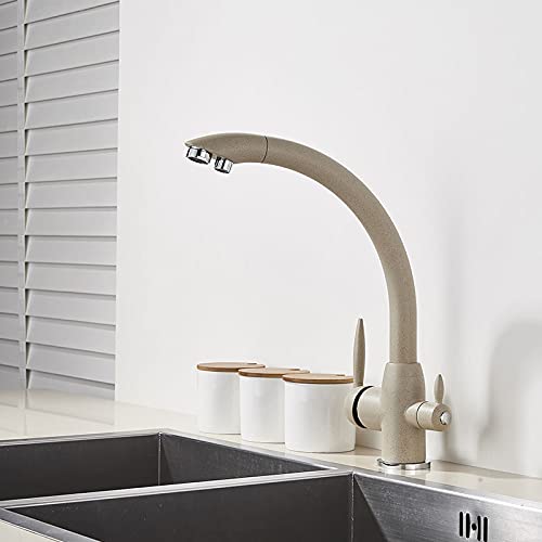 Robinet d'évier de cuisine beige avec mitigeur eau purifiée chaud et froid