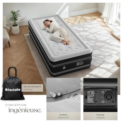 Matelas gonflable 2 personnes confortable tectake avec pompe et lit d'appoint - 7