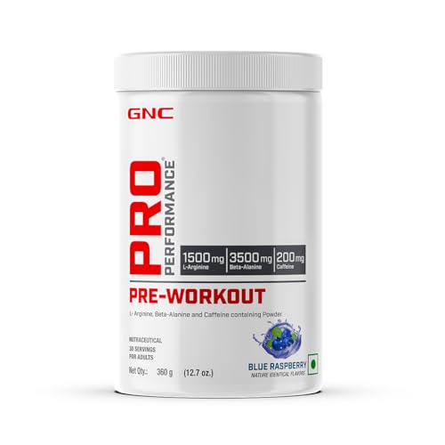 Image of GNC Pro Performance Pre-Workout | 360 gm | 30 Servings | Boosts Pump & Energy | Speeds Up Recovery | 1500 mg L-Arginine | 3500 mg Beta-Alanine | 200 mg Caffeine | Blue Raspberry