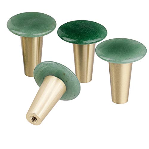 mookaitedecor 4 Pcs Green Aventurine Drawer Knobs Stone Pull Handles