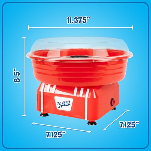 Image of Kool-Aid Cotton Candy Machine - Fun Cotton Candy Machine for Kids with 2 Reusable Cones, 1 Sugar Scoop, and 1 Extractor Head - Red
