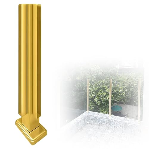 Heavy Duty Stainless Steel Balustrade Post, No-Punch Glass Railing Column for Stairs with Slots &amp; Base, 24 32 36 40 48 in High Vitreous Railing Post(A-Corner,Height 24in/60cm)