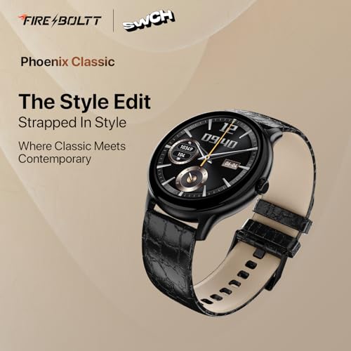 Image of Fire‑Boltt Phoenix Classic Round Smart Watch 1.39″ HD Display with Bluetooth Calling,AI Voice Assistant,SpO2 & Heart Rate Monitor, 120+ Sports Modes,IP67 Waterproof Smart Watch for Men & Women - Black