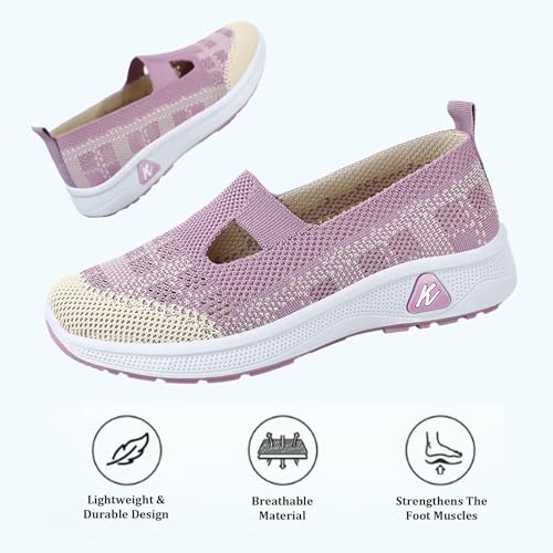 Women's Slip On Orthopedic Walking Shoes Breathable Knitted Mesh Comfortable Soft Sole Sneakers with Arch Support Casual Non-Slip Work Tennis Shoes4