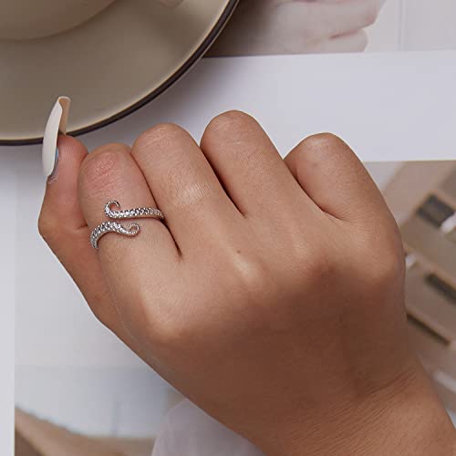 BISAER Adjustable 925 Sterling Silver Evil Eye Gothic Ring for Women