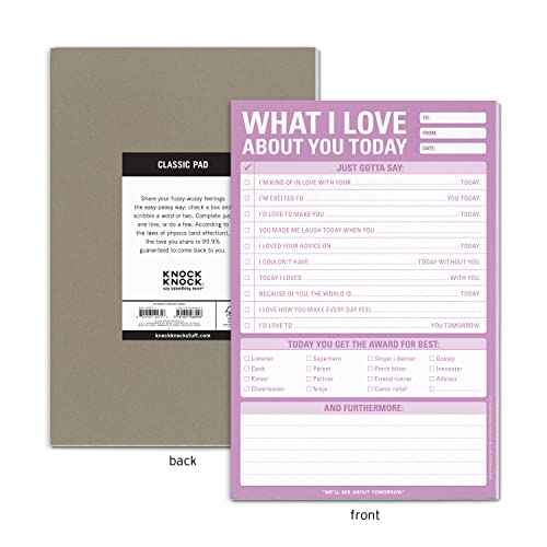 Knock Knock What I Love About You Today Pad, Checklist Love Notes Pad, 6 X 22.8 cmes