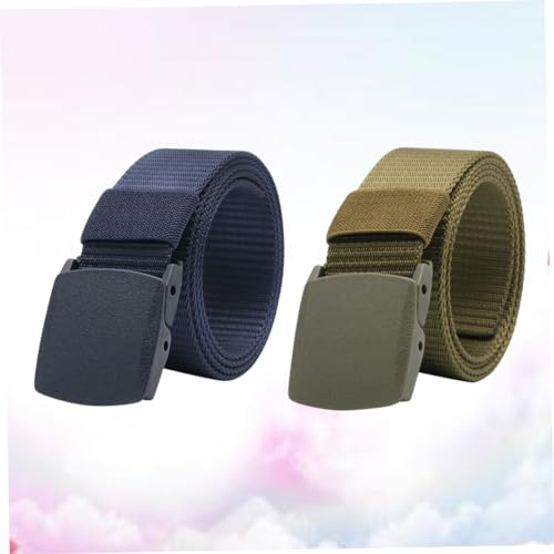 2pcs Men Canvas Belt Tactical Waistband Outdoor Training Waist Webbing Plastic Buckle Adjustable4