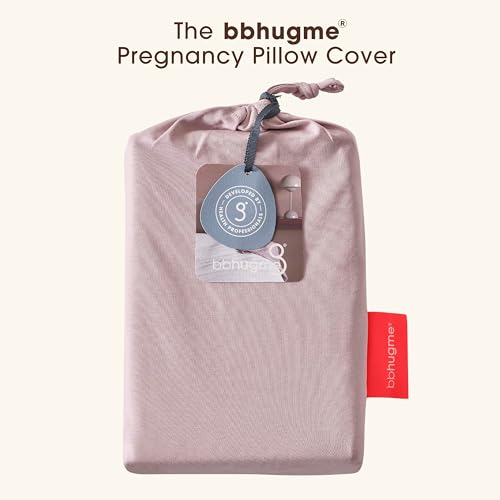 Image of bbhugme Pregnancy Pillow Cover, Dusty Pink - Replacement Cover for bbhugme Maternity Pillow - Soft, Breathable, Cooling Cotton Jersey Fabric - Machine Washable
