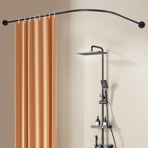 Tringle Rideau Douche réglable, Forme Ronde En L Barre Rideau Douche, Sans Perçage Réglable Acier Inoxydable, Tringle De Douche Pour Baignoire Utilisé Dans Salles Bains Toilettes Vestiaires Etc – vue 2