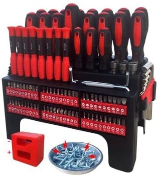 SETTECH - Juego de 121 destornilladores magnetizadores con estante organizador de plástico, incluye destornillador magnético de trinquete de