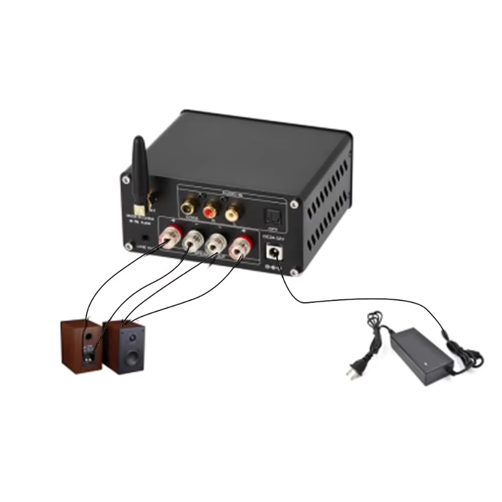 Toplionace Amplificador Estéreo Bluetooth 5.1 D175 TPA3251 con Entrada óptica/Coaxial y Pantalla de Medidor VU