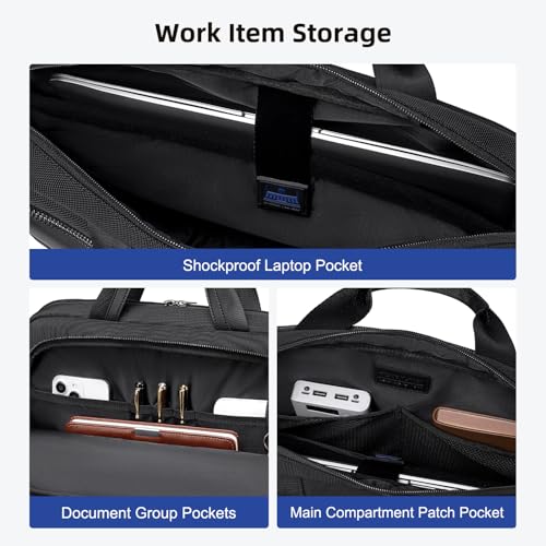 Image of Arctic Hunter Laptop Bag for Men Women 2 in 1 Office Sling Hand Bag with 15.6 inch Laptop Pocket Multiple Compartments Detachable Shoulder Strap Shockproof Water-resistant Briefcase (Black)