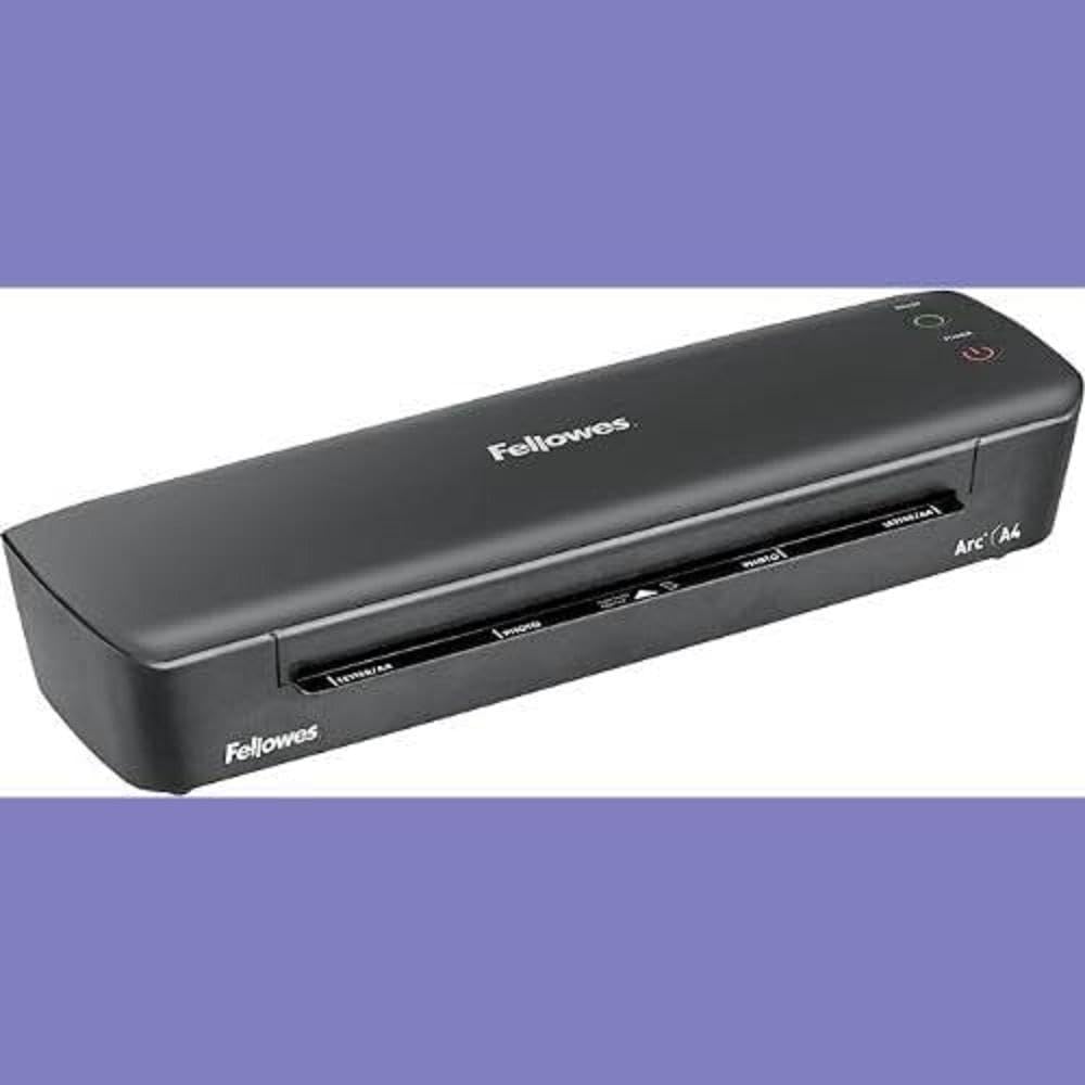 Fellowes Laminator Arc A4, do laminowania na gorąco do 80 mikronów, dźwignia zapobiegająca zacinaniu, kreatywne hobby, 30 cm/min, 4570001