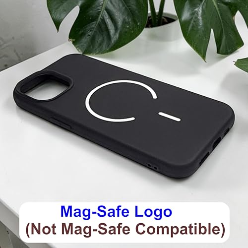 Image of SBMS Silicone Back Cover Case for iPhone 14 / iPhone 13 | Soft Micro-Fibre Lining Inside | Magsafe Print On Back Side Camera Protection Bump | Shockproof Case iPhone 14 / iPhone 13 (Black)