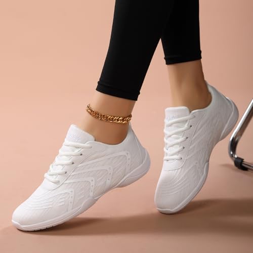 YSMIIH Women Cheerleading Dance Fashion Trainers Sneakers Lace Up Gym Athletic Sport Training Ventilate Line Fabric Fashion Sport Shoes2