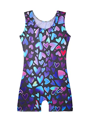 Image of EQSJIU Gymnastics Leotards for Girls Kids Rainbow Mosaic Mermaid Butterfly Stars Leopard Galaxy Tie Dye Cosmos Leopard
