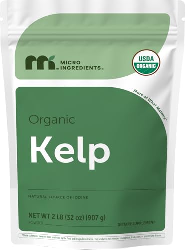 Micro Ingredients Organic Kelp Powder, 2 lb | Whole Plant Sea Kelp Source | Easy to Mix Powder | Long-Lasting Supply for Smoothies, Soups, & Recipes | Source of Iodine | Non-GMO, Vegan