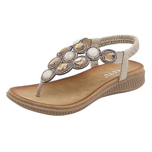Genérico Zapatos Tacon Mujer, Sandalias Verano Mujer, Con Tacón Grueso Y Hebilla Strass Detalle En Correas Dedos Abiertos Brillantes Confort Para Playa Y Outdoor