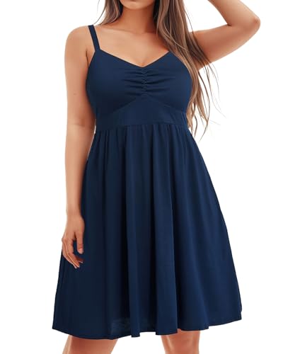Pinup Fashion Women Plus Size Sundresses Casual Summer Short Spaghetti Strap Sleeveless A Line Beach Dresses with Pockets2