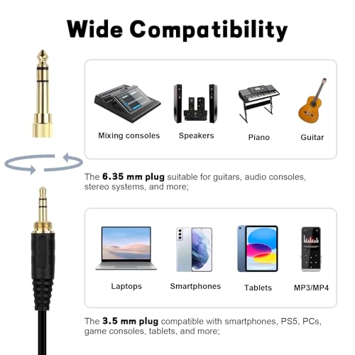 Image of Replacement ATH-M50x Cable Coiled Cord Compatible with Audio Technica ATH-M40x, ATH-M50x, ATH-M70x, ATH-M60x Headphones, 2.5mm to 3.5mm Audio Cord with 6.35mm Adapter