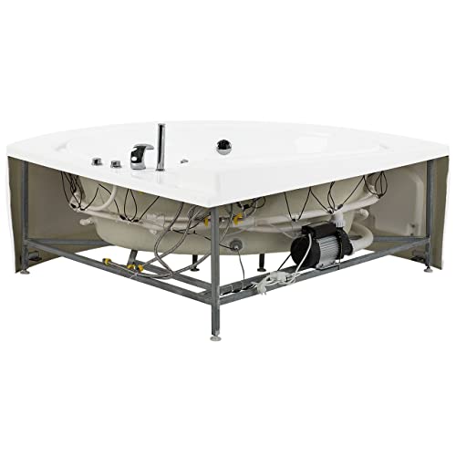 Luxus Whirlwanne Eckbadewanne Spa weiß große Wanne mit Massage LED Pelican