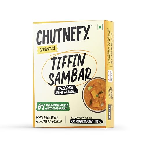 Image of Chutnefy Tiffin Sambar | 75g Freeze-Dried Instant Dry Mix | Just Add Water to make 5-6 servings (375g) | 0% Preservatives or Additives
