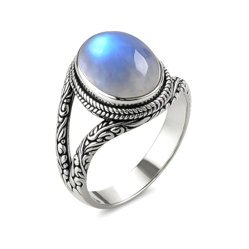Bague en argent 925 pierre de lune véritable finis les bijoux ternes