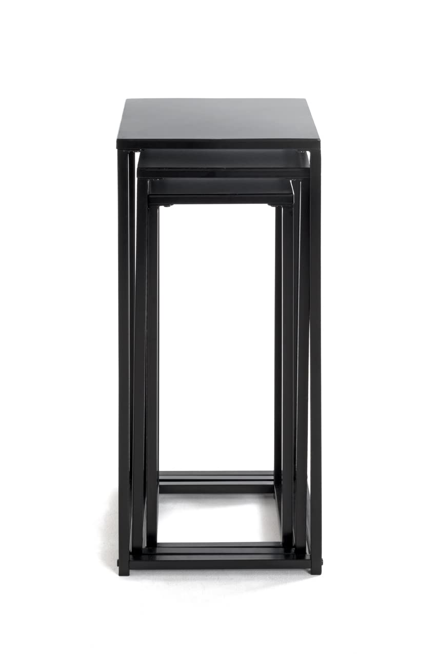 HAKU Lot de 3 Porte Plantes Noir, Métal - Dim.: L 22/30/30 x H 61/66/71 x P 22/26/30 cm, Style: Modern