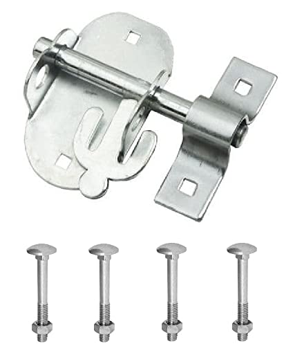 TERF® Heavy Duty Oval Padlock Sliding Bolt Zinc 100mm (4 inch) Pad Bolt Silver for Use with Garden Gates Sheds Garage Out House Doors Lock Including Fixing