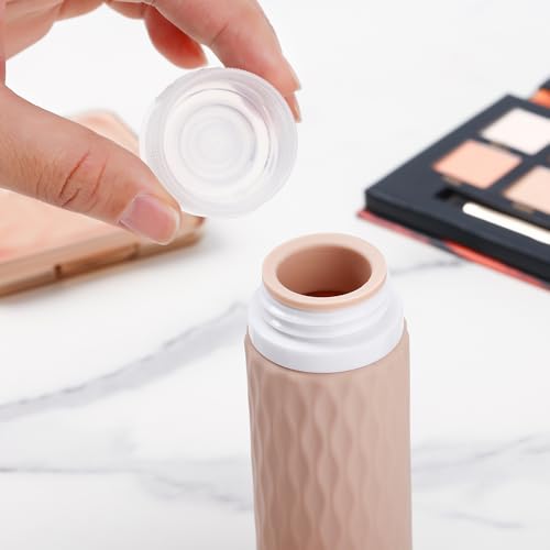 Voroly Travel Bottles Kit for Toiletries Organizer 90ml TSA Approved Silicone Containers Portable Split Bottle Accessories for Conditioner Shampoo Lotion - 4 Pack (CHEX, Beige) 6 417Q6GOeWsL