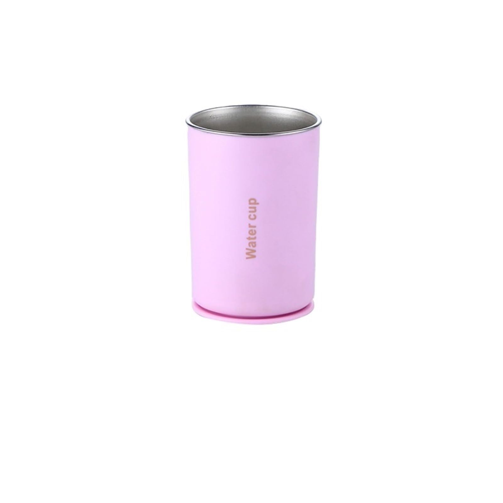1Pcs Mouthwash Cup Stainless Steel Toothbrush Wall-mounted Punch Free Upside-down Brushing Cups Bathroom For Bathroom, Washroom(Pink)